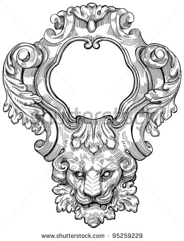 360x470 Stock Photo Vintage Frame Amp Lion Head. Bitmap Copy My Vector