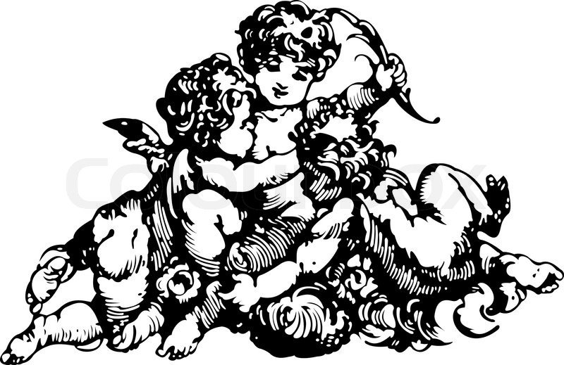 800x519 Black And White Angels Stock Vector Colourbox