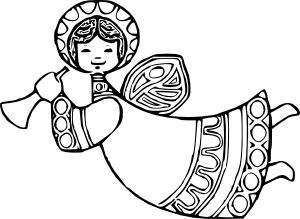 300x219 Angel With Horn Clip Art