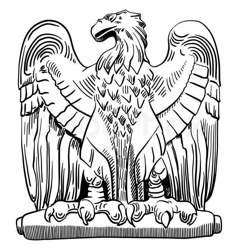 762x800 Black And White Sketch Digital Drawing Of Heraldic Sculpture Eagle