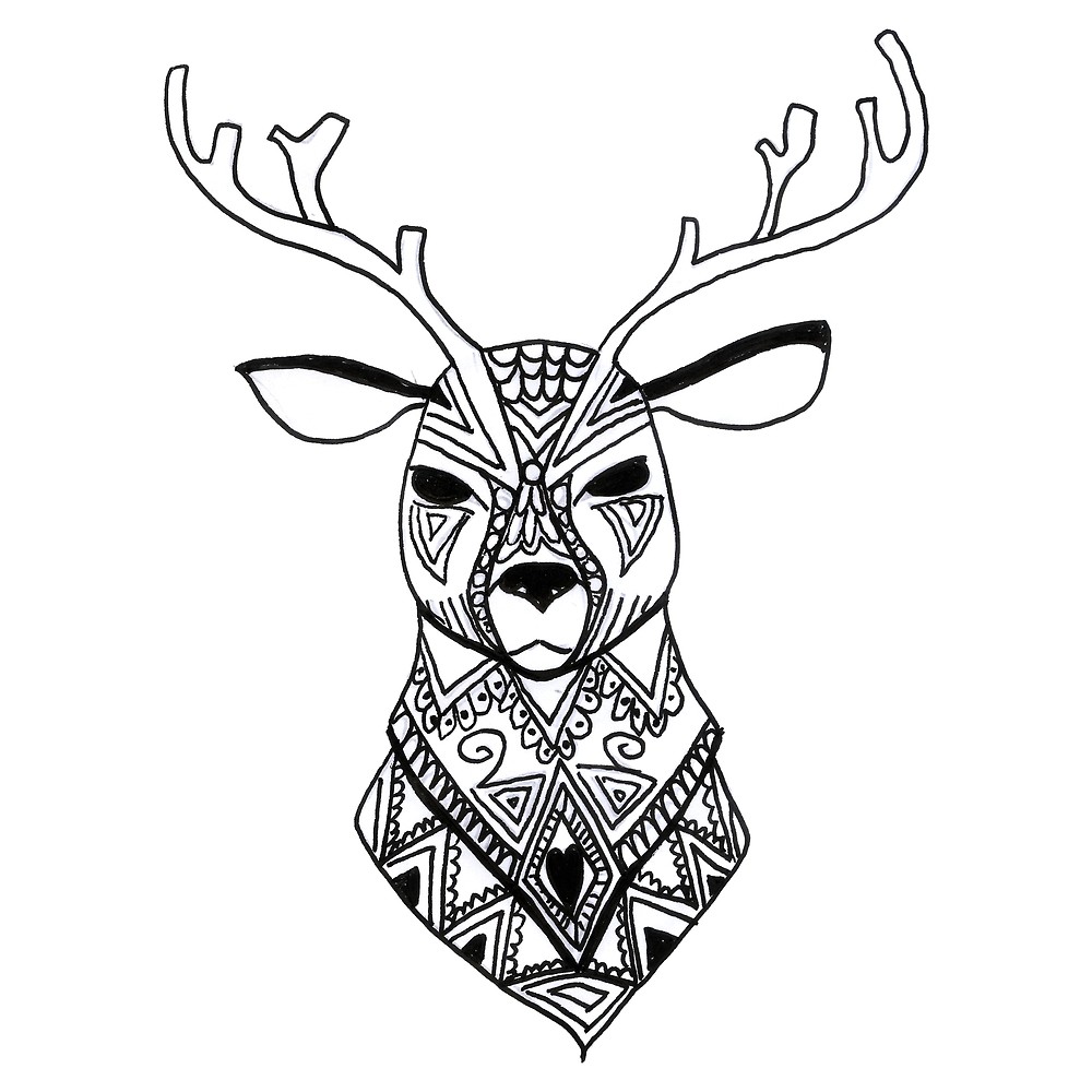 1000x1000 Black And White Deer Animal Art Design By Highartdesigns Redbubble