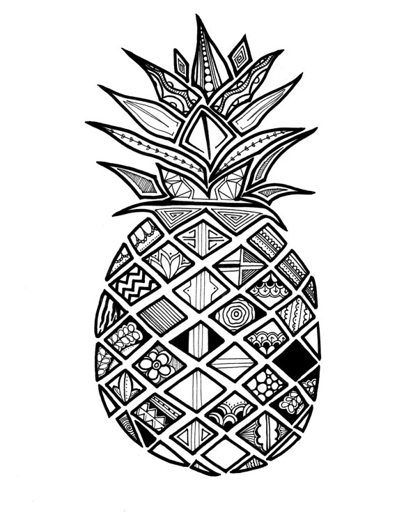 570x739 Pineapple Jujube Print Drawingillustration By Huskido Studios