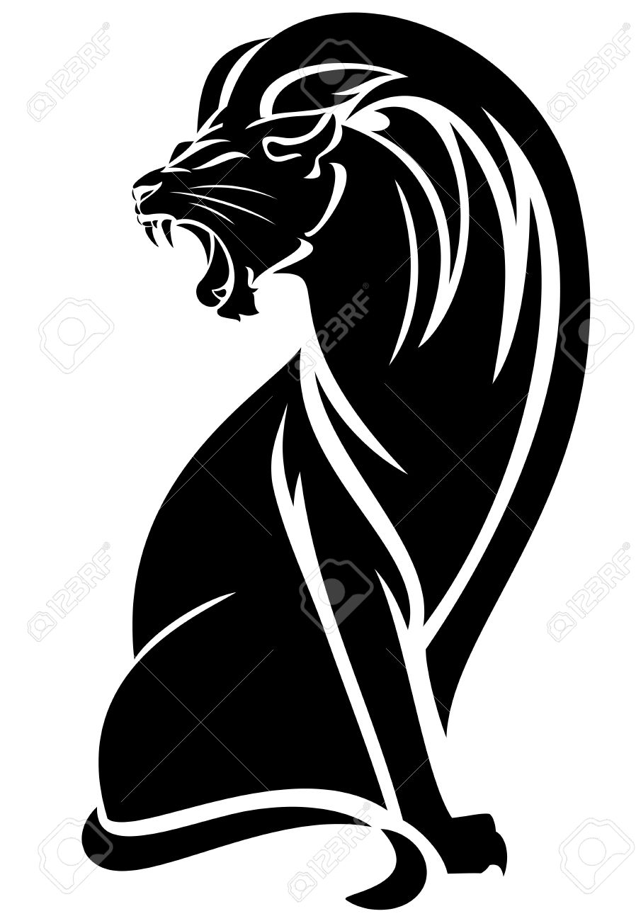898x1300 Sitting Lion Black And White Vector Outline