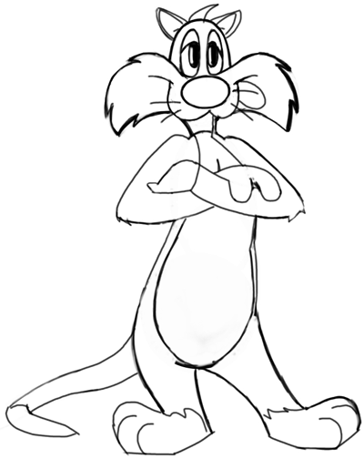 400x504 How To Draw Sylvester Cat From Looney Tunes Cartoons In Easy Steps