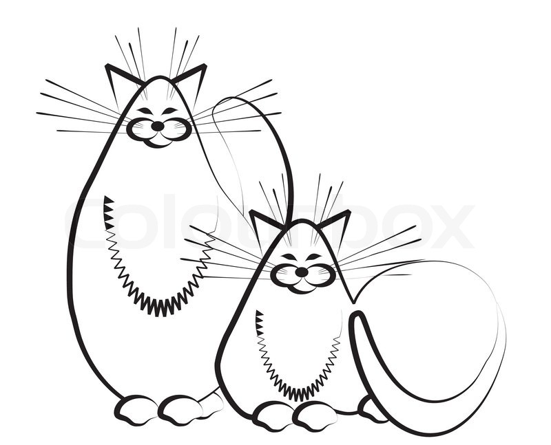 800x647 Two Cats Sketch Stock Vector Colourbox