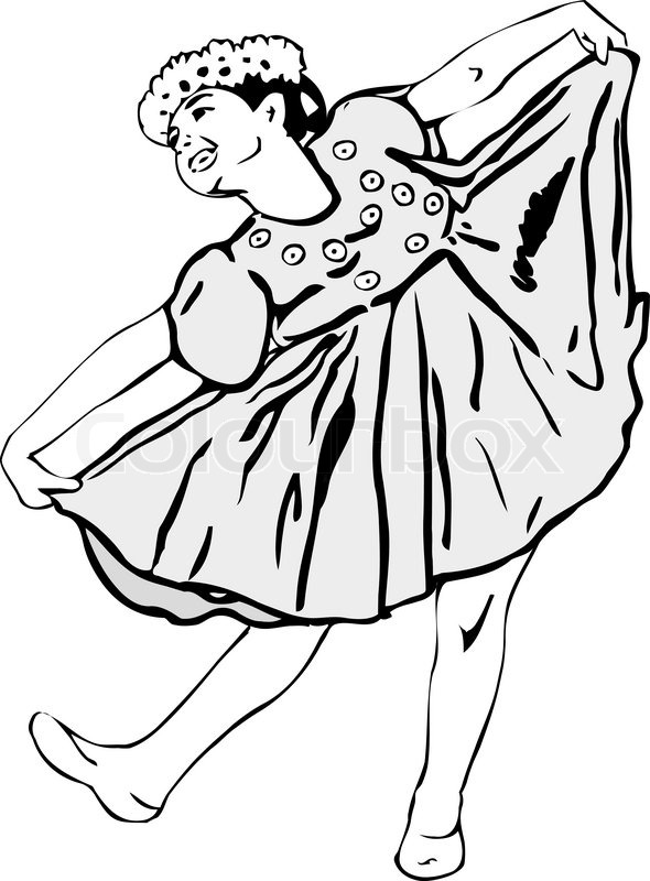 590x800 Black And White Picture Girl Dancing In Garlands Stock Vector