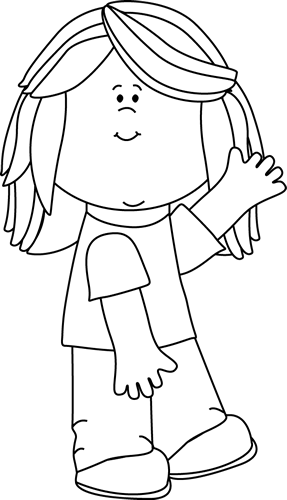 287x500 Black And White Girl Waving Clip Art