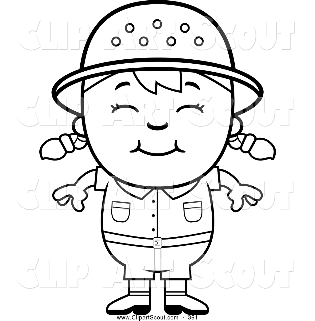 1024x1044 Clipart Of A Cute Black And White Happy Safari Girl By Cory Thoman