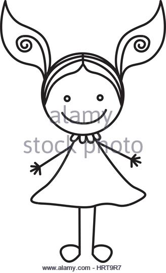 328x540 Cute Little Girl Outline Drawing Stock Photos Amp Cute Little Girl