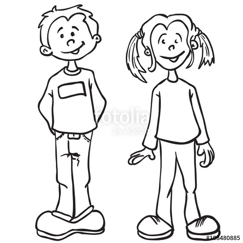 500x500 Simple Black And White Boy And Girl Stock Image And Royalty Free