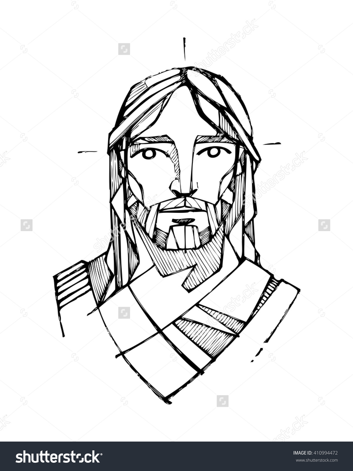 1200x1600 Hand Drawn Vector Illustration Or Drawing Of Jesus Christ Face