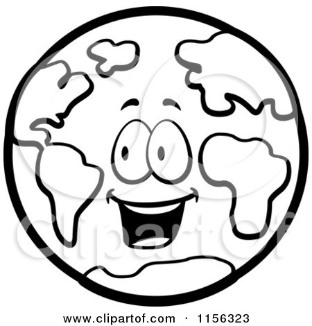 450x470 Cartoon Clipart Of A Black And White Happy Earth