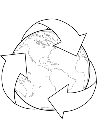 338x480 Recycle Sign With Earth Coloring Page Free Printable Coloring Pages