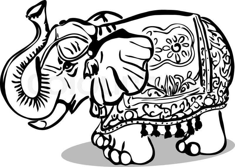 800x570 Statue Of An Elephant With Ornament Black And White G Stock