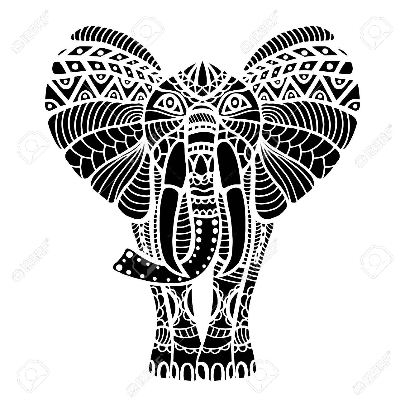 1300x1300 Zentangle Stylized Elephant. Hand Drawn Lace Vector Illustration