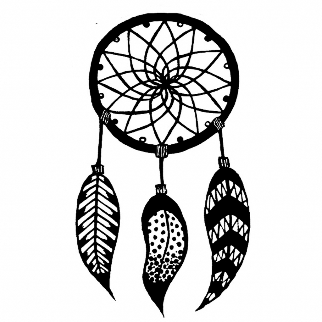 1024x1024 Dreamcatcher Drawing Black White
