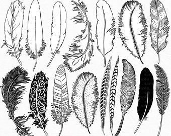 340x270 Feather Drawing Etsy