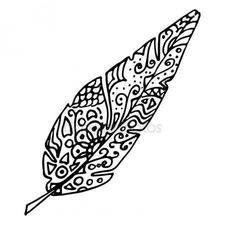 450x450 Monochrome Black And White Bird Feather Vector Sketched Art