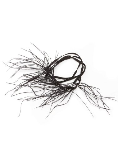 380x514 Necklace Leather Suede Cord Black + Feather White Ann Demeulemeester
