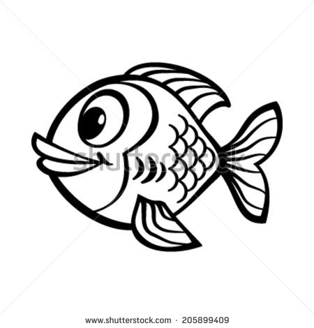 450x470 Cartoon Black And White Fish Collection