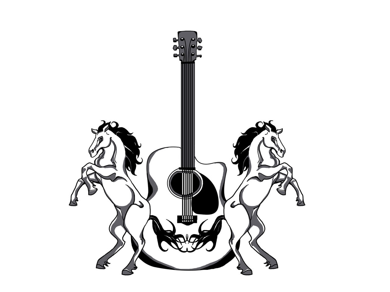 Black And White Guitar Drawing