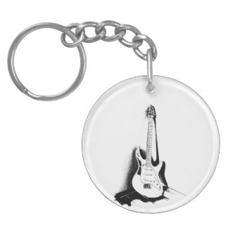 324x324 Black And White Guitar Keychains Zazzle