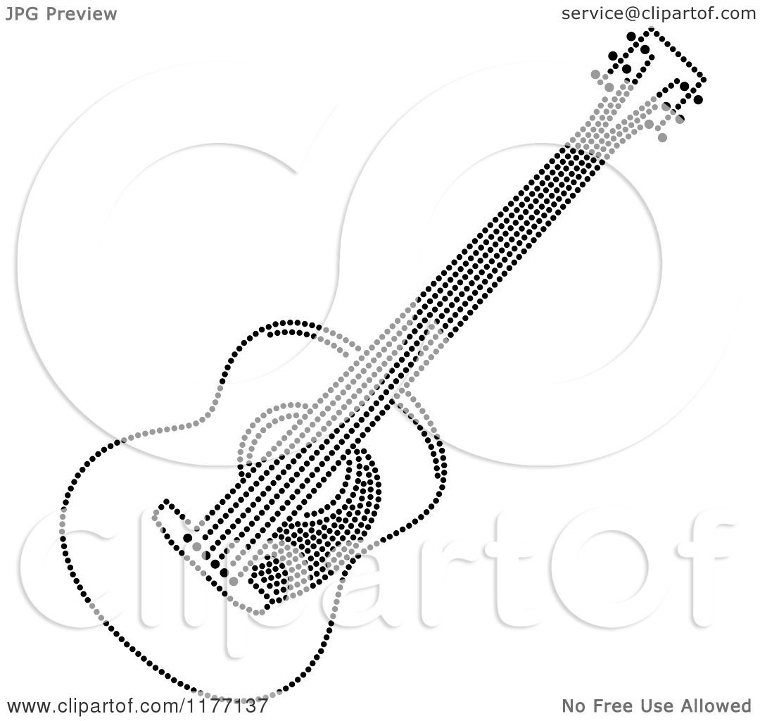 1080x1024 Clipart Of A Black And White Rhinestone Dot Guitar