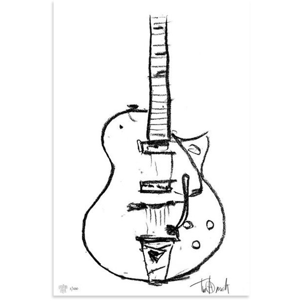 1024x1024 Tim Armstrong Charcoal Gretsch Artwork Sketch Series