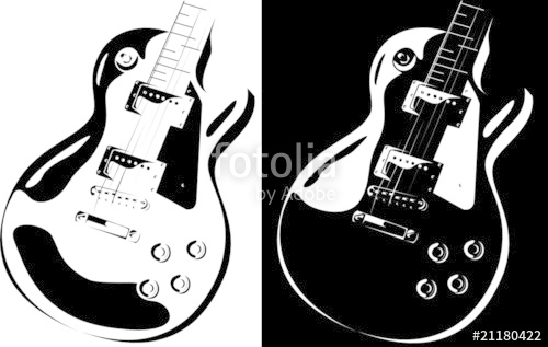 500x317 Vector Series. Electric Guitar Black White Version Stock Image