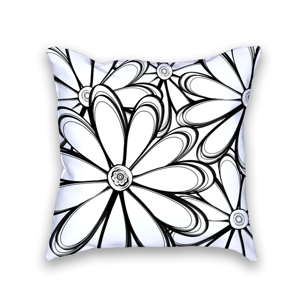 600x600 Radiant Blooms Black And White Pillow Jill Kouts Designs