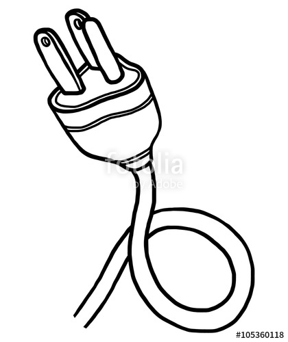 420x500 Electric Plug Cartoon Vector And Illustration, Black And White