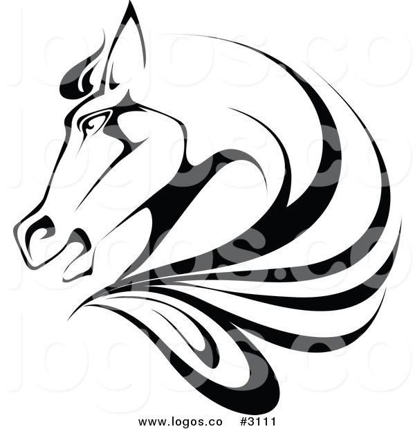600x620 Royalty Free Vector Of A Black And White Horse Logo By Vector