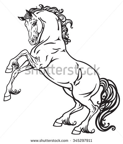 403x470 Rearing Horse Black And White Outline Image