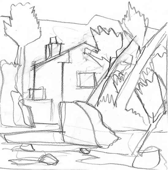 548x552 Graphite Landscape Drawing