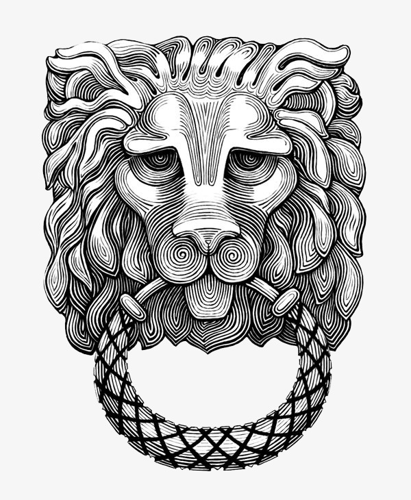 600x730 Black And White Lion Head Pattern, Black And White, Lion Head