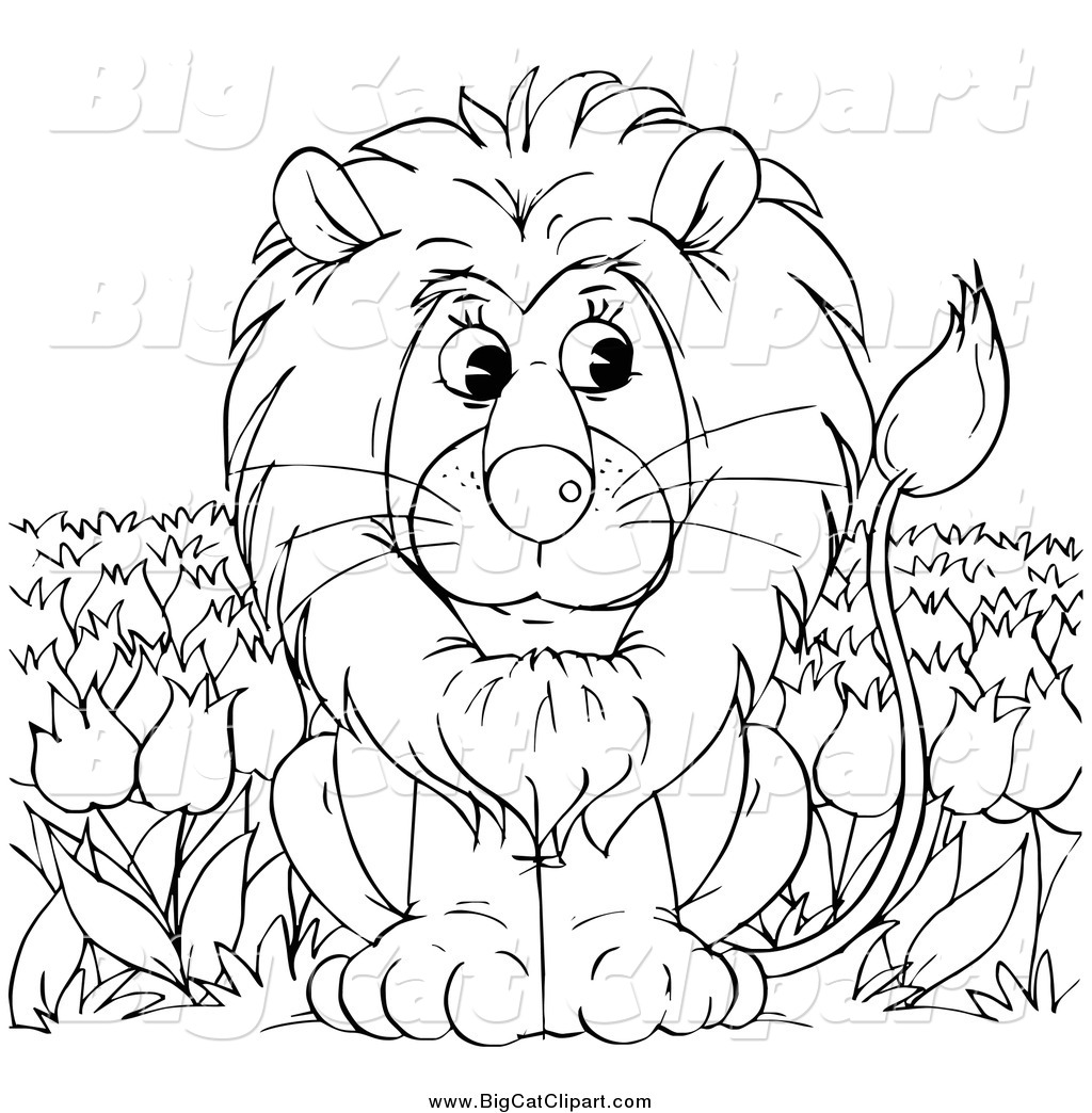 1024x1044 Big Cat Clipart Of A Black And White Lion Sitting In A Tulip Field