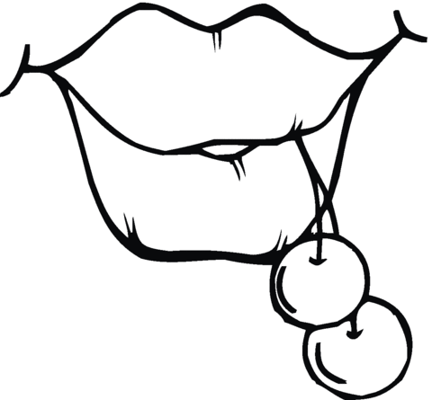 480x445 Lips And Cherry Coloring Page Free Printable Coloring Pages