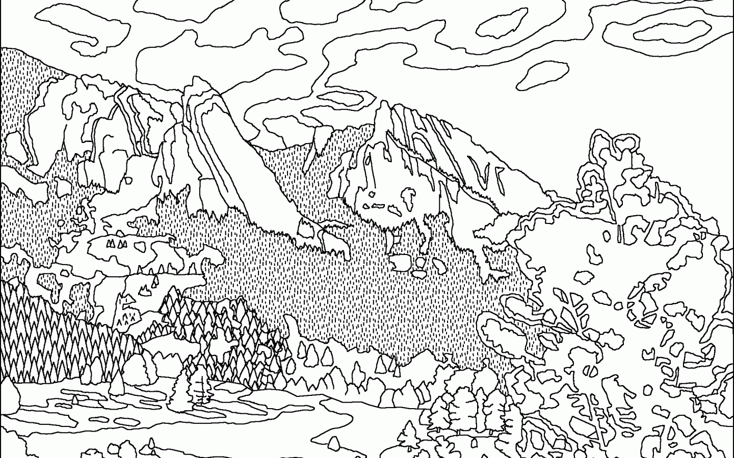 1440x900 Mountain Coloring Page Children Pages Printable Free Mountains