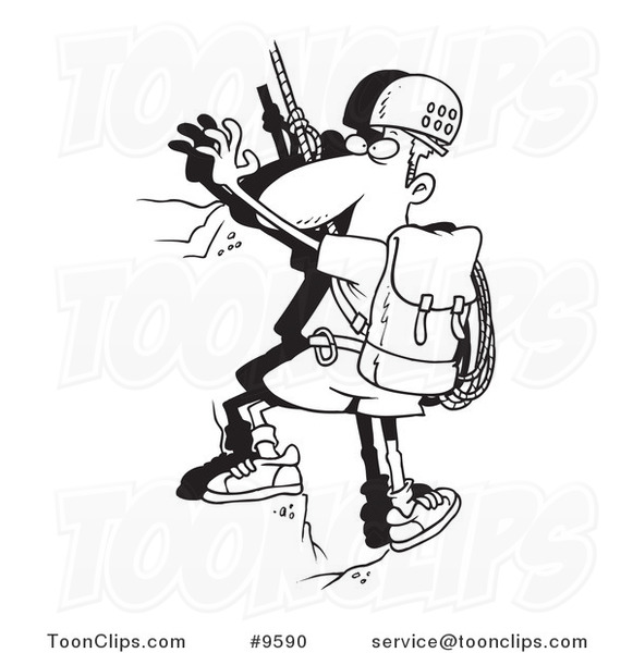 581x600 Cartoon Black And White Line Drawing Of A Mountain Climber