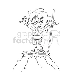 300x300 Royalty Free Trina The Cartoon Girl Character Climbing A Mountain