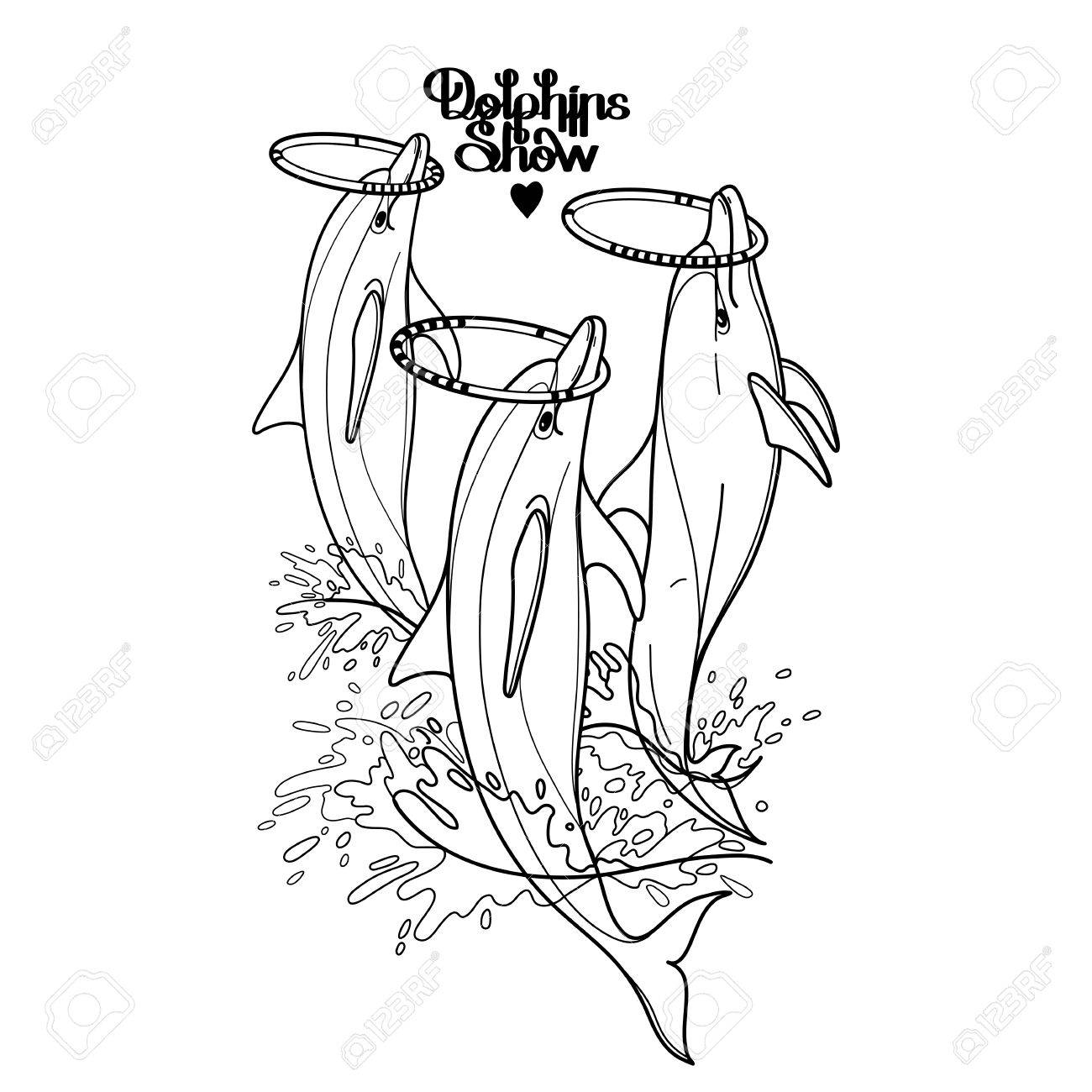 1300x1300 Graphic Dolphins Whirling Hoops On Their Noses. Summer Water