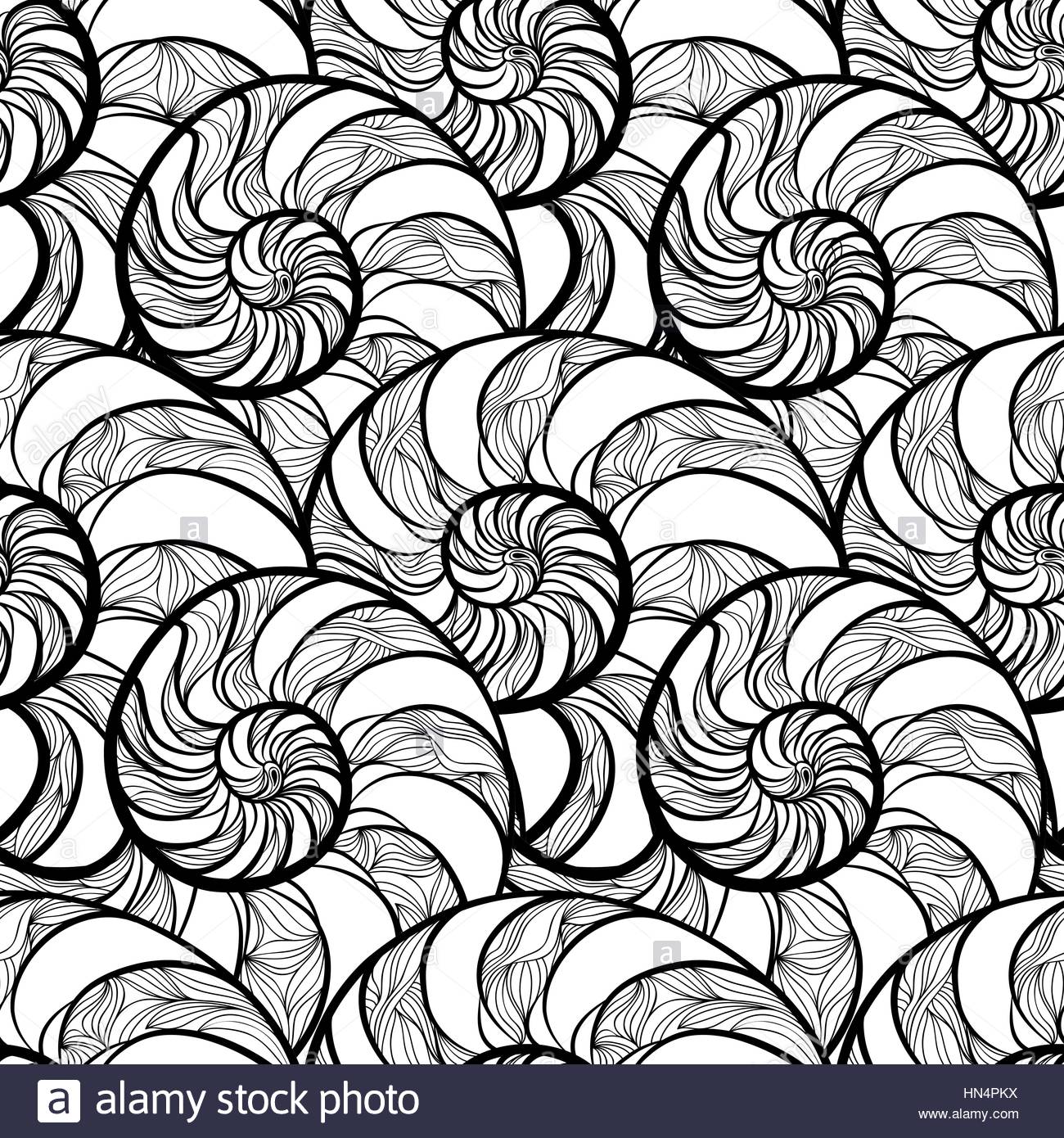1300x1390 Abstract Ornamental Spiral Seamless Black And White Outline