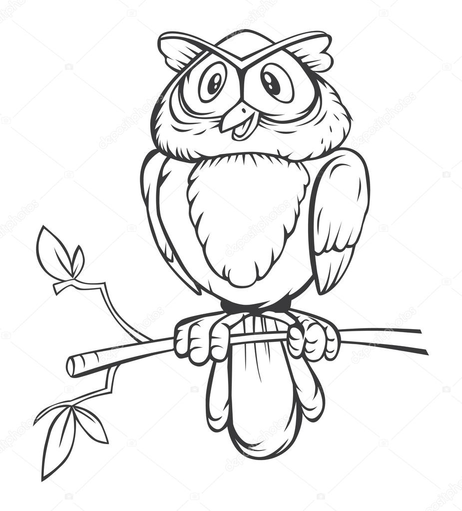 925x1023 Black And White Owl Cartoon Stock Vector Imazyreams