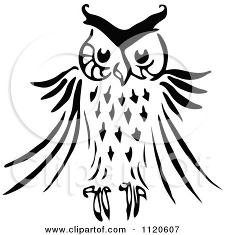 450x470 Clipart Vintage Black And White Owl
