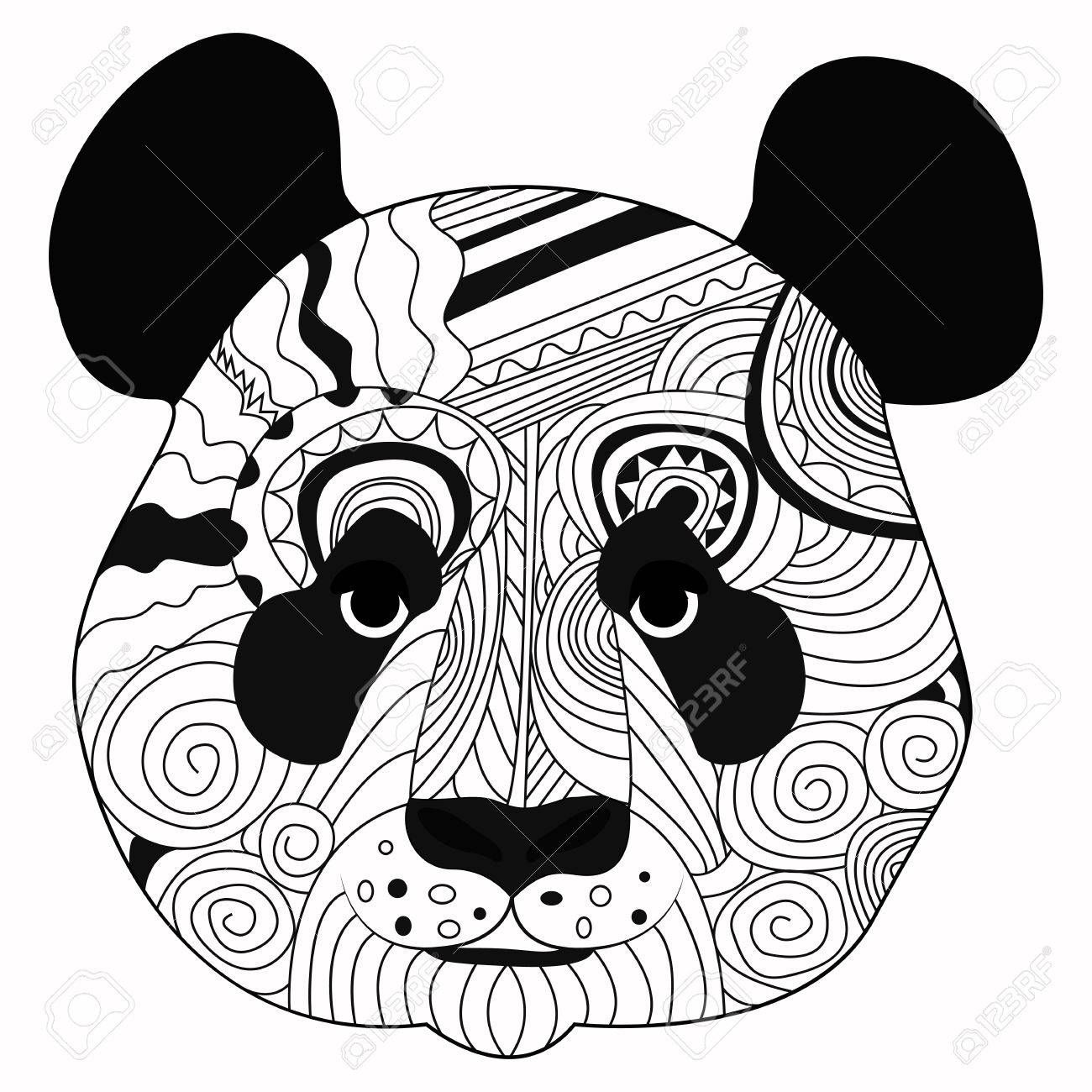 1300x1300 Line Art Hand Drawing Black Panda Isolated On White Background