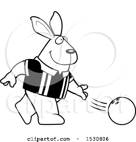 450x470 Clipart Of A Cartoon Black And White Rabbit Bowling