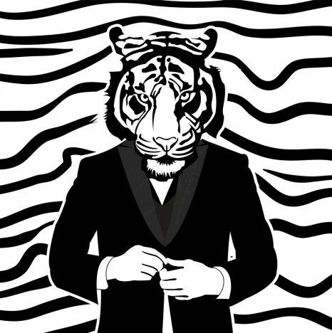 466x468 Human Tiger Drawing Black White Design Vectors Stock Inmat