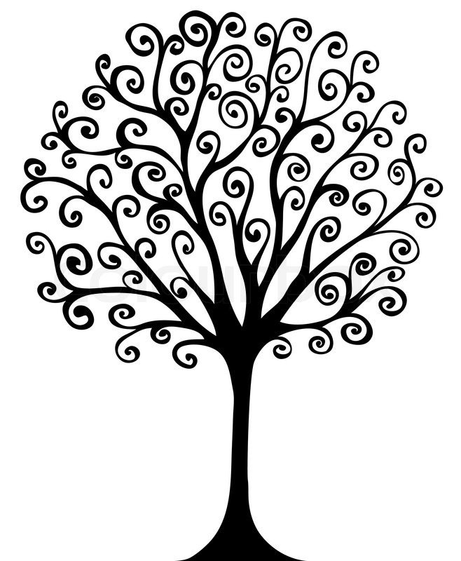 658x800 Abstract Background With Hand Drawn Swirl Tree Stock Vector