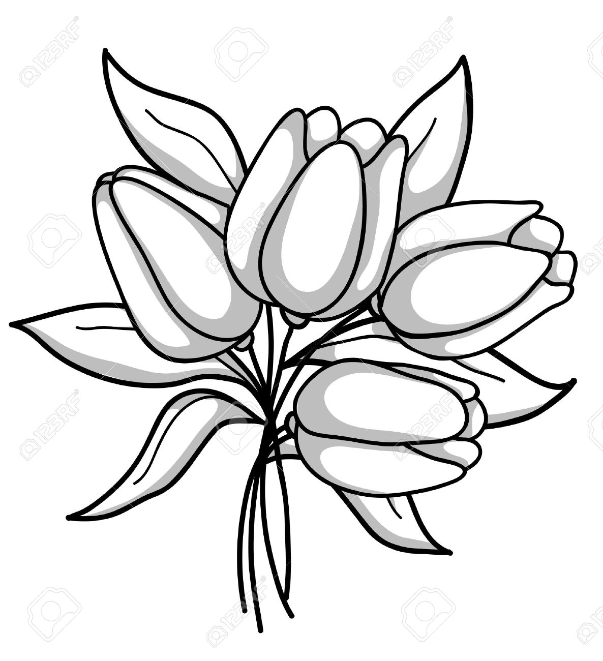 Black And White Tulip Drawing at GetDrawings | Free download