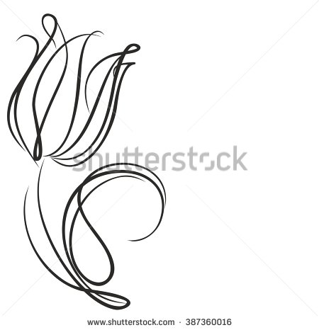 450x466 Tulip Line Drawing